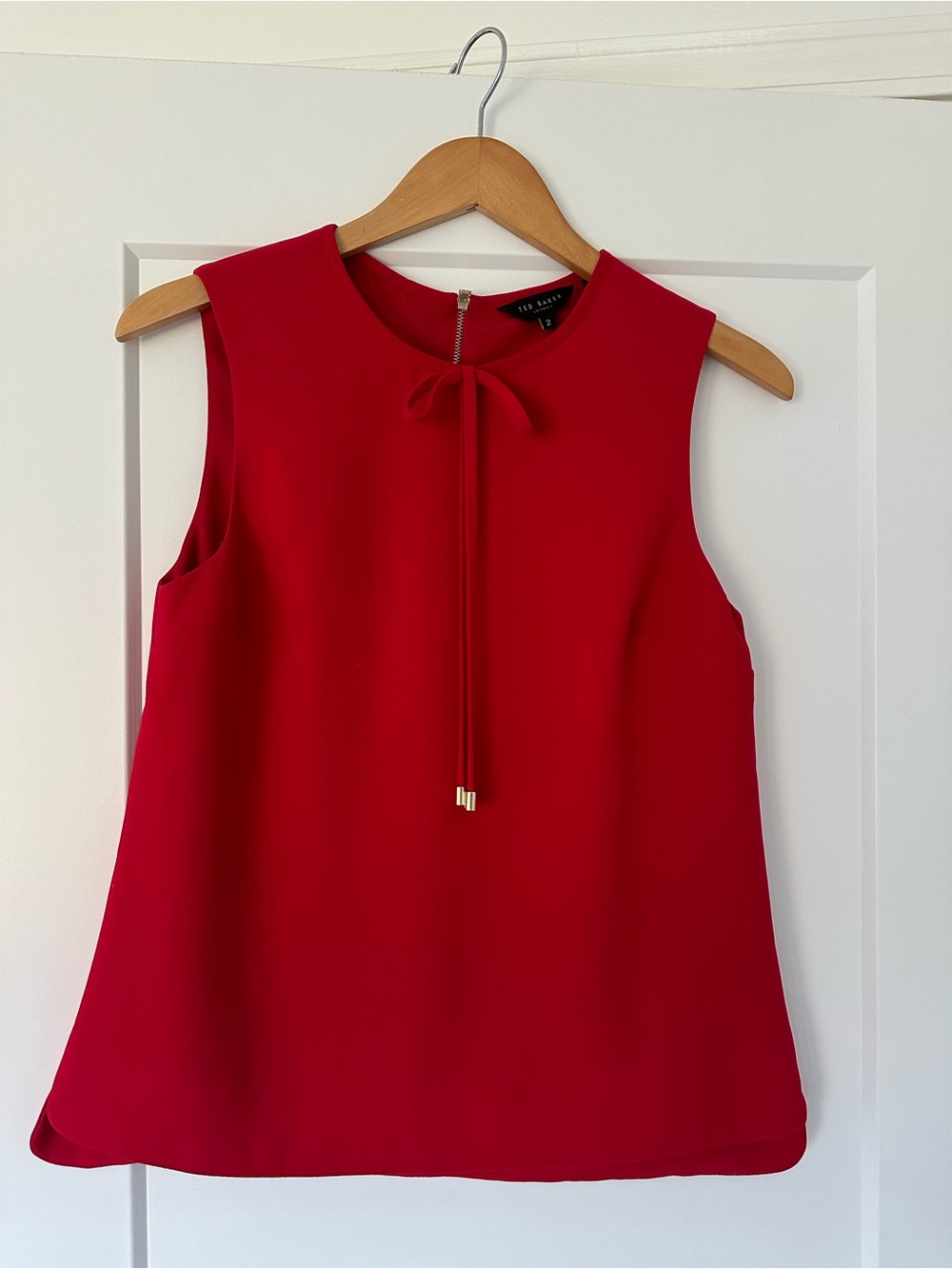 Ted Baker Red Sleeveless Top with front tie detail
